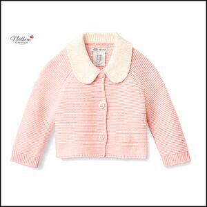 Unisex Baby Peter Pan Collar Sweater Jacket, Cotton Knit, Button Closure